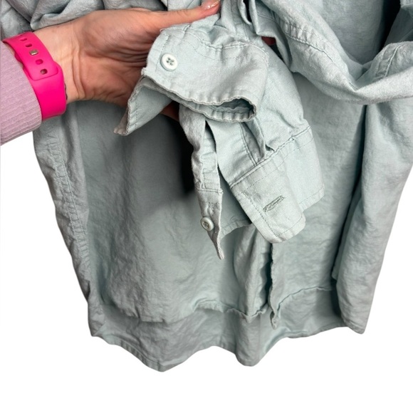 Onia Men’s Teal Mint Blue Linen Blend Casual Long Sleeve Button Down Size XL - Picture 4 of 11